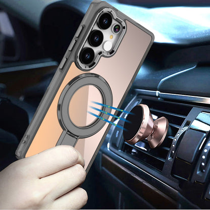 For Samsung Galaxy S26 Ultra Chrome Hybrid with Rotating Magnetic Circle Ring Stand, Slim Shockproof Hybrid Case Cover
