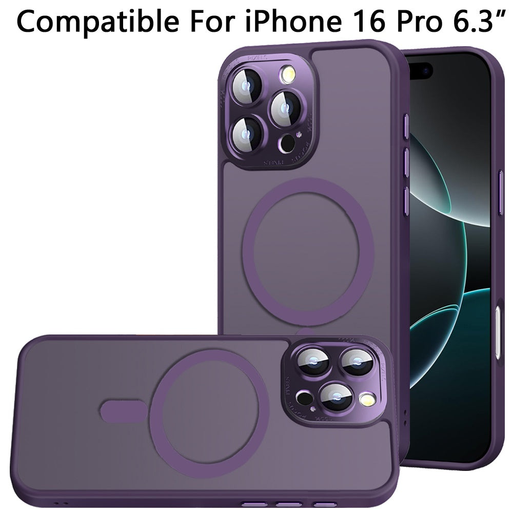 For Apple iPhone 16 Pro (6.3") Complete Protection HQ Hybrid with Metal Tempered Camera Glass, MagSafe Compatible Case Cover