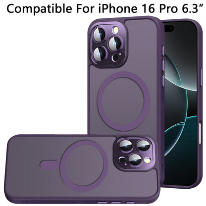 For Apple iPhone 16 Pro (6.3") Complete Protection HQ Hybrid with Metal Tempered Camera Glass, MagSafe Compatible Case Cover