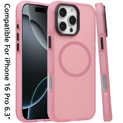 For Apple iPhone 16 Pro (6.3") Matte Skin Hybrid TPU with Magnetic Circle MagSafe Compatible, Military Grade Shockproof Slim Fit Case Cover