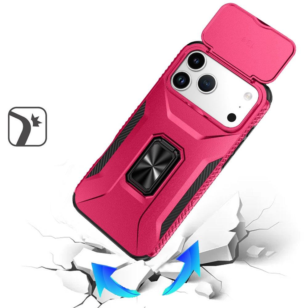 For Apple iPhone 17 Pro Max (6.9") Case, Camera Cover with Magnetic Rotation Ring Stand, Military Grade Hybrid Hard TPU Shockproof Case Cover