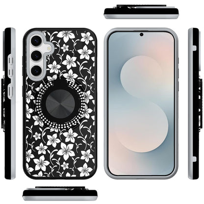 For Samsung Galaxy S26 Pattern Design Hybrid with Invisible Ring Stand & Magnetic Back, Shockproof Protective Grip Case Cover