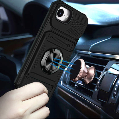 For Samsung Galaxy S26 Ultra 2X Card Slot Metal Ring Stand Hybrid Shockproof Heavy Duty Drop Protection Multi Functional Design Case Cover