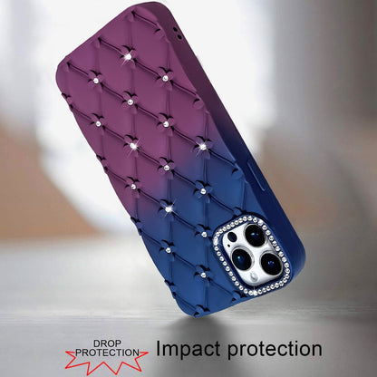 For Apple iPhone 11 Pro Max Fashion Flower Design Sparkle Glitter Shimmer Rhinestone Bling Floral Accents, Leather Texture TPU Case Cover Dark Blue/Burgundy