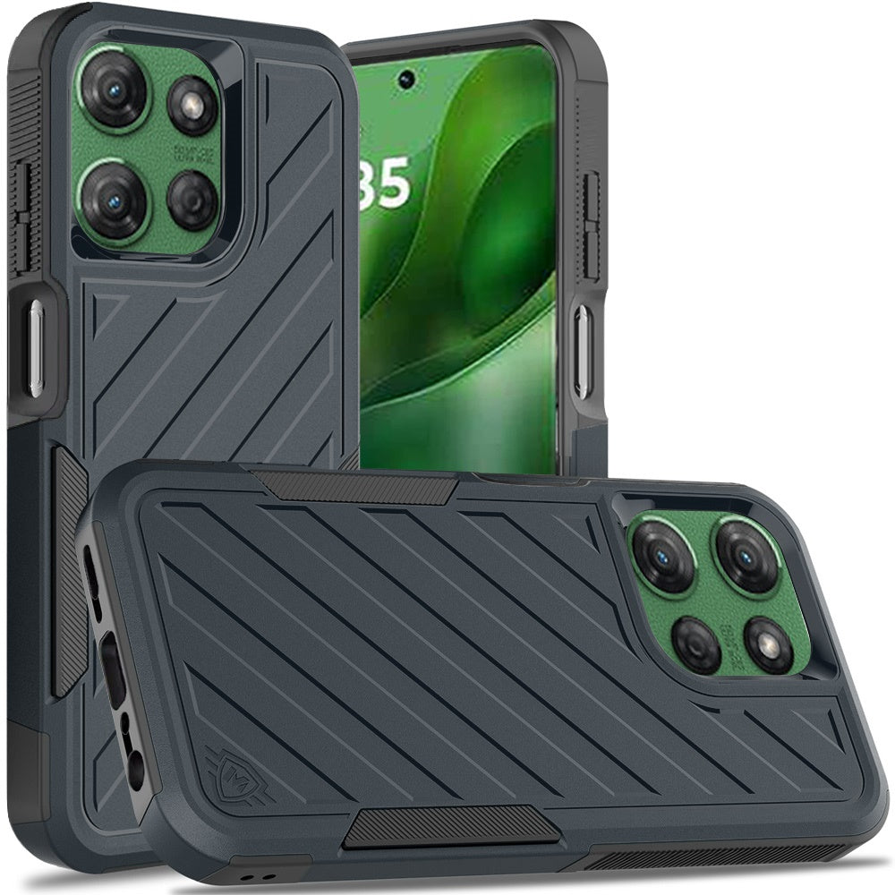 For Motorola Moto G Power 5G 2025 Premium Hybrid Rugged lined Shockproof Textured 2-in-1 Non-Slip Hard PC & TPU Non Slip Tough Case Cover