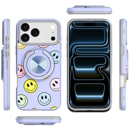 For Apple iPhone 17 Pro Max Pattern Design Hybrid with Invisible Ring Stand & Magnetic Back, Shockproof Protective Grip Case Cover