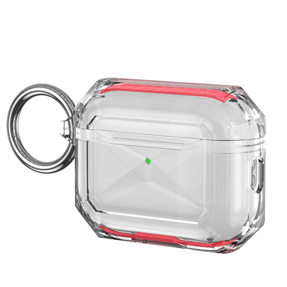 For Airpods Pro 3 (2025) Transparent Diamond Clear Design Shock-Resistant Dustproof [Visible Front LED] [Wireless Charging] with Carabiner Case Cover