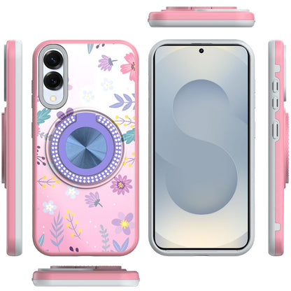 For Samsung Galaxy S25 EDGE Pattern Design Hybrid with Invisible Ring Stand & Magnetic Back, Shockproof Protective Grip Case Cover