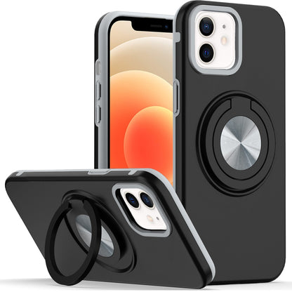 For Apple iPhone 11 Metal Matte Hybrid with Invisible Rotational Ring Stand, Car Mount Friendly, Military Grade Slim Fit Sturdy Case Cover Cosmic Orange