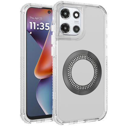 For Motorola Moto G 5G /Moto G 2025 Magnetic Circle Compatible with Magsafe, Bling Glitter Sparkle 3-in-1 Hybrid Shockproof TPU Bumper Case Cover