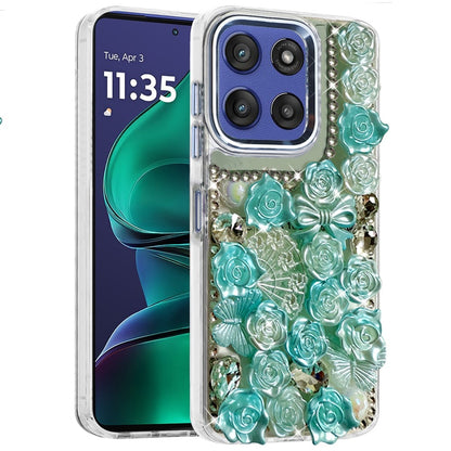 For Motorola Moto G Stylus 5G 2026 /2025 Muti-Color Floral Fashion Bling Crystal 3D Full Diamonds Stones Sparkle Rhinestone Glitter Hybrid Case Cover