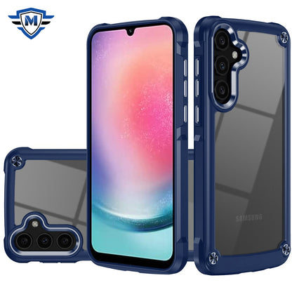 For Samsung Galaxy A26 Ultimate Hybrid Transparent Rubber with Metal Buttons & Camera Edges, Hard TPU Frame Corner Bumper Case Cover