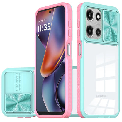 For Motorola Moto G Play 5G 2026 Hybrid Cases with Sliding Camera Cover Transparent Shockproof Bumper TPU Protective Case Cover Red