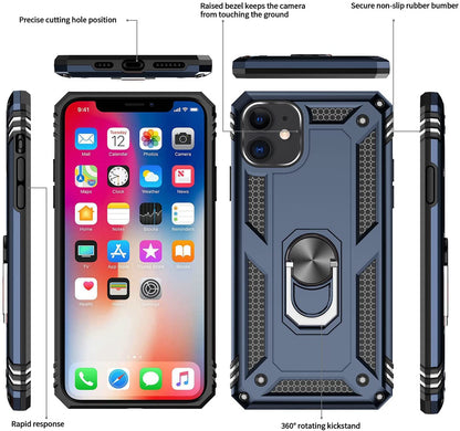 For Motorola Razr+ 2025, Motorola Razr+ Plus (2025) Shockproof Hybrid Dual Layer PC + TPU with Metal Ring Kickstand Heavy Duty Armor Shell Case Cover Blue