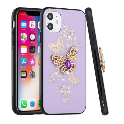 For Samsung Galaxy A36 Diamonds 3D Butterfly Bling Sparkly Glitter Ornaments Engraving Hybrid Metal Fashion Case Cover Purple Garden Butterflies