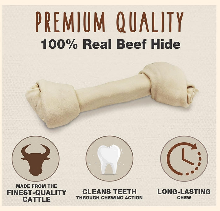 Cadet Premium Grade Beef Hide Knotted Bones 8 Inch [Dog Supplies] 3 count