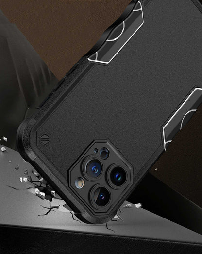 For iPhone 14/13 (6.1") Slim Tough Shockproof Hybrid Heavy Duty 2in1 Dual Layer TPU Bumper Rugged Rubber Defend Armor Case Cover Black