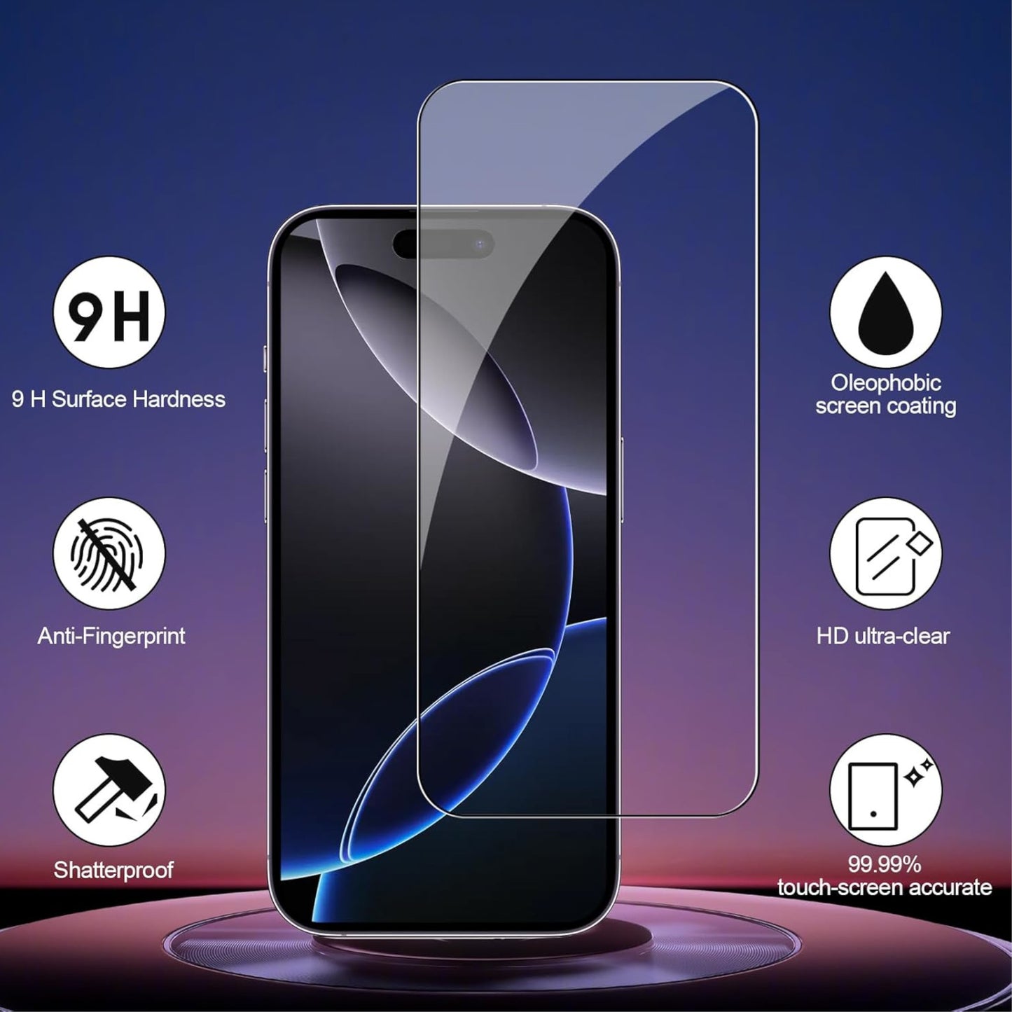 For Apple iPhone 16 Plus (6.7") Anti-Fingerprint Tempered Glass Screen Protector 9H Hardness, HD, Bubble-Free Protector Clear
