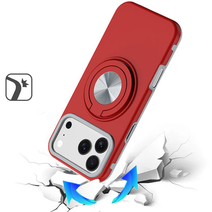 For Apple iPhone 17 Pro Max Metal Matte Hybrid with Invisible Rotational Ring Stand, Car Mount Friendly, Military Grade Slim Fit Sturdy Case Cover