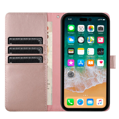 For Apple iPhone 16 Plus (6.7") Deattachable PU Leather Hybrid Wallet Money Credit Card Holder Support Magsafe Charger Case Cover Rose Gold