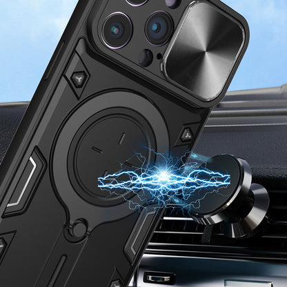 For Apple iPhone 17 Pro Hybrid Magnetic 360° Ring Kickstand, MagSafe Compatible, Durable Full Camera Lens Protection Case Cover Black