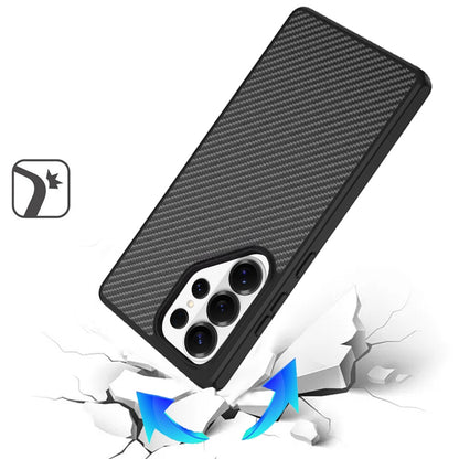 For Samsung Galaxy S26 Ultra Carbon Fiber Design with Magnetic HQ 2.0mm Thick Hybrid Shockproof Rubber Hard PC Case Cover