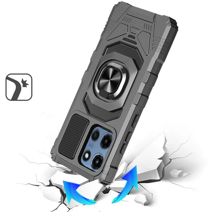 For Motorola Moto G 5G 2026/2025 Hybrid Dual Layer with 360° Rotate Magnetic Ring Stand Holder Kickstand TPU Rugged PC Shockproof Case Cover Grey
