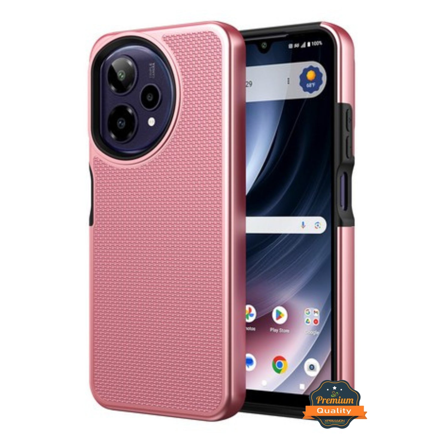 For AT&T Motive Pro 2 Dual Layer Slim & Tough Hybrid Shockproof Heavy Duty Rubber TPU Matte with Textured Rugged Shell Protection Case Cover