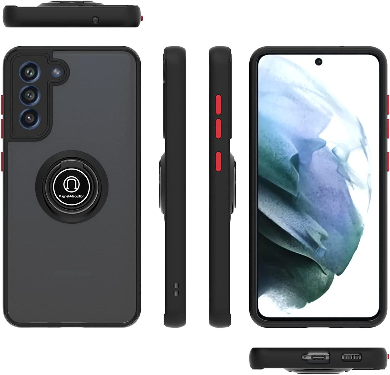 For Motorola Moto G Power 5G 2026 Translucent Matte Back Hybrid with Rotatable Metal Ring Holder Kickstand Shockproof TPU (Fit Car Mount) Case Cover