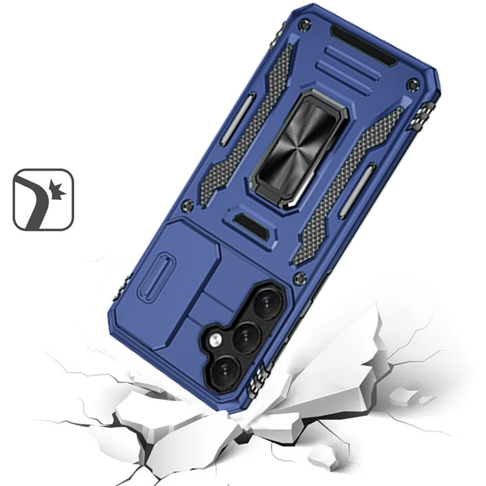 For Samsung Galaxy S25+ /S25 Plus /S24+ Plus Tough Hybrid Case with Movable Camera Window & Metal Ring Stand Shockproof Case Cover