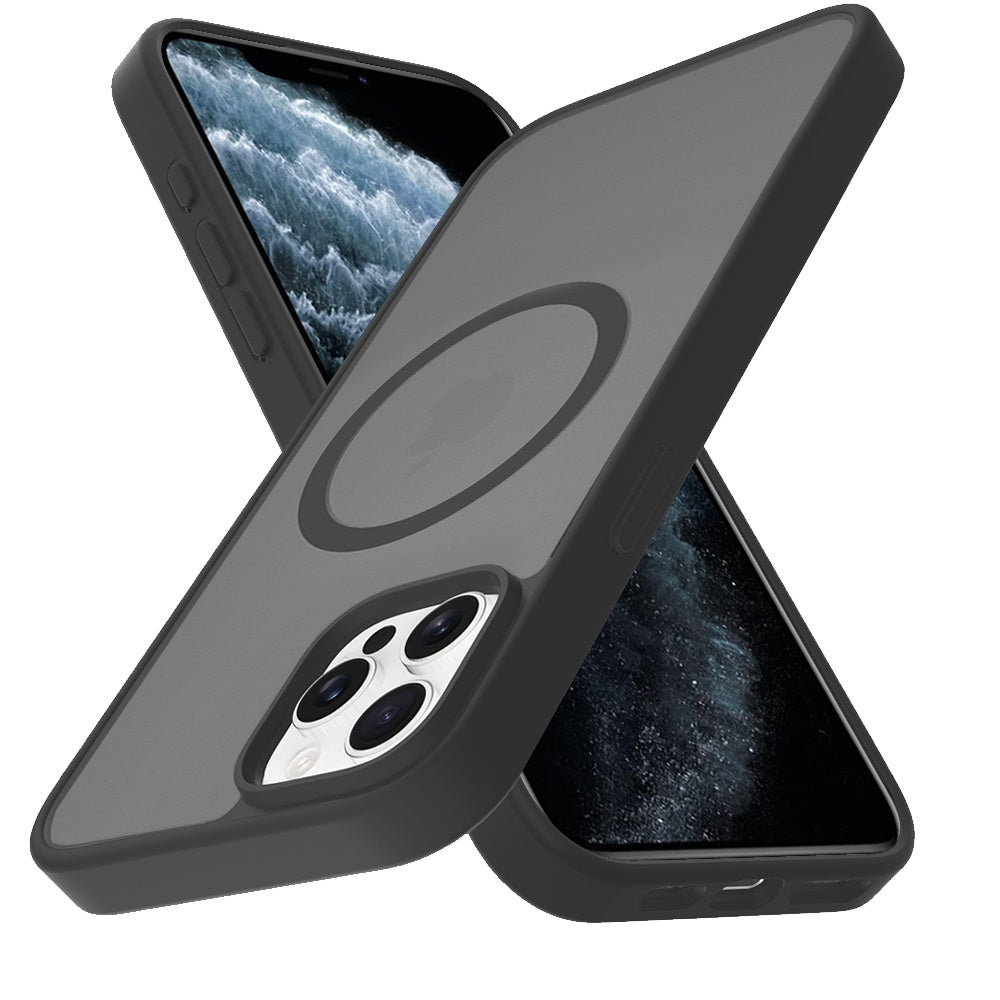 Phone Case for Apple iPhone 11 Pro Max Magnetic Matte Hybrid Shockproof Smooth Grip Durable Camera Protection Anti-Slip Soft Touch TPU Armor Cover Black