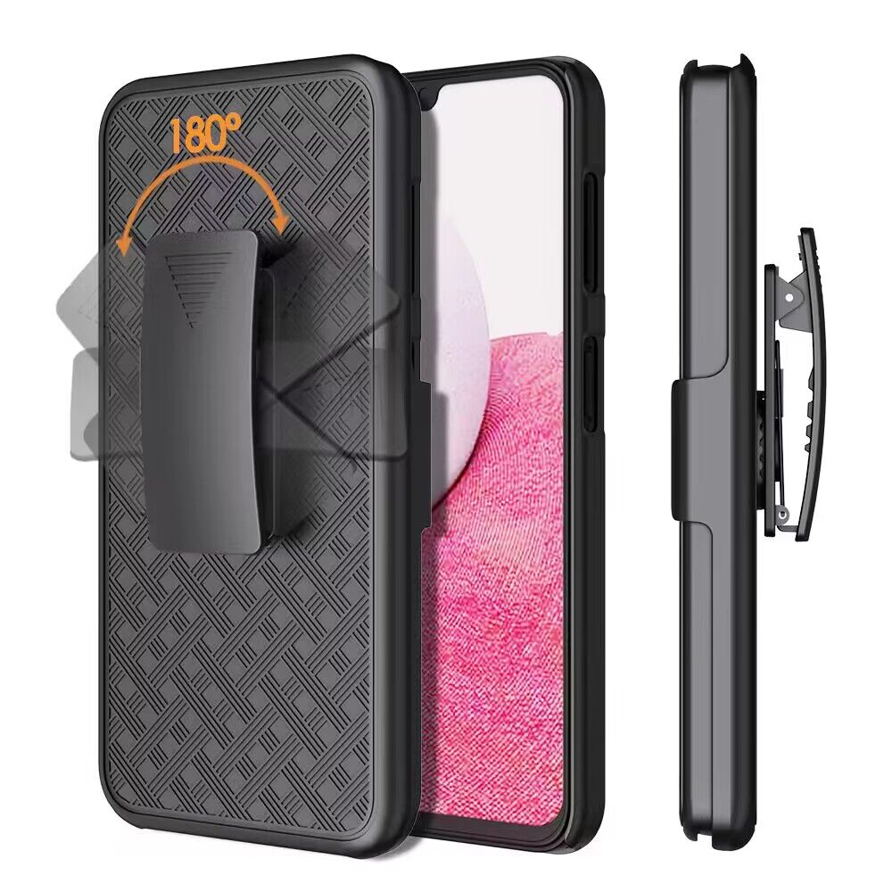 For Samsung Galaxy S25+ /S25 Plus /S24+ Plus Hybrid Slim 3-in-1 Shockproof Armor with Kickstand Holster Combo & Swivel Belt Clip Case Cover Black