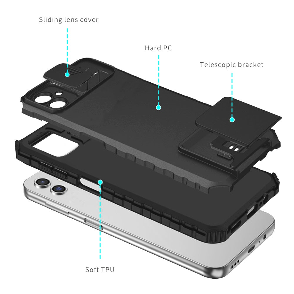 For Samsung Galaxy A16 5G Hybrid Hard PC & TPU Rubber Shockproof with Easy Viewing Kickstand & Covered Camera Protection Case Cover
