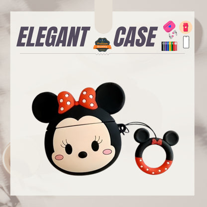 For Airpods Pro 3 Hybrid Cute 3D Fun Design Silicone Skin Cartoon Animal with Keychain Buckle Holder Rubber TPU Soft Case Cover Minnie