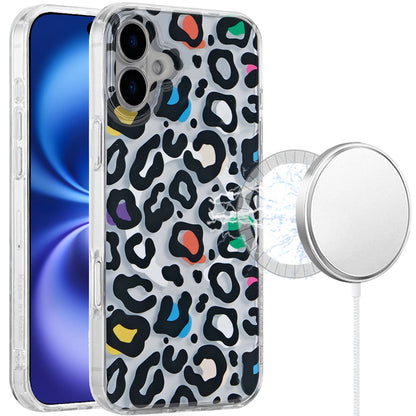 For Apple iPhone 17 Pro Stylish Pattern Fashion IMD Printed Design TPU Double Layer Slim Shockproof with Magnetic Back Case Cover Multicolor Leopard