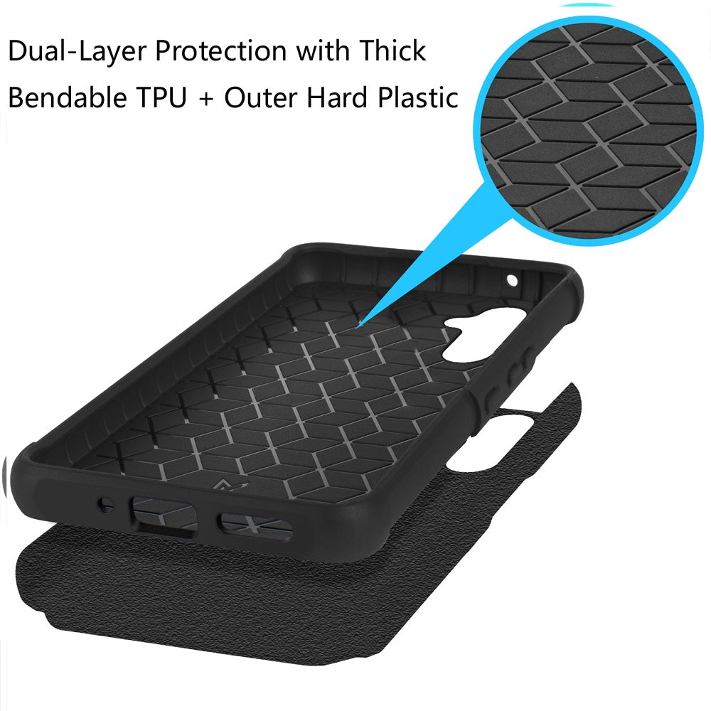Phone Case for Samsung Galaxy A36 Slim Tough Shockproof Heavy Duty Hybrid Armor Anti Slip Durable Grip Dual Layer TPU Protective Hard Shell Cover Black