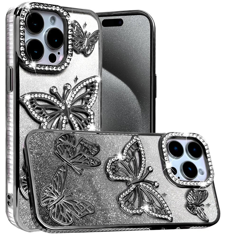 For Motorola Moto G Stylus 5G 2025 Luxury Butterfly Sparkle Glitter Diamond Crystal Rhinestone Shimmer Bling Plating Thick TPU Hard PC Case Cover
