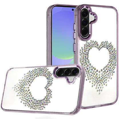 For Samsung Galaxy A37 Angel Hearts Bling Glitter Diamond Hybrid TPU Cover, Colorful Frame Shockproof Protective Back Case Cover