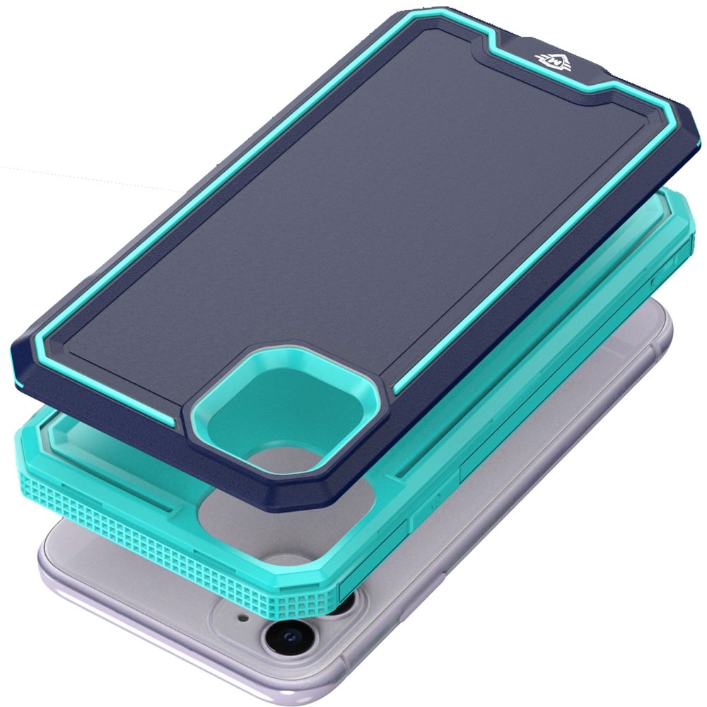 For iPhone 12 / iPhone 12 Pro (6.1") Premium Fused Hybrid Tough Strong Hard PC TPU Rubber Shockproof Drop Protection Impact Case Cover Blue