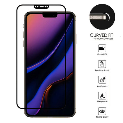 For iPhone XR Tempered Glass Screen Protector, Black Edge HD Clear, Scratch Resistant, Anti-Fingerprint, Easy Install, 9H Hardness Protector Black