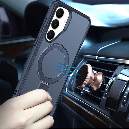 For Samsung Galaxy S26 Matte Finish Magnetic Ring Hybrid Protective Invisible Kickstand Magsafe Compatible Case Cover