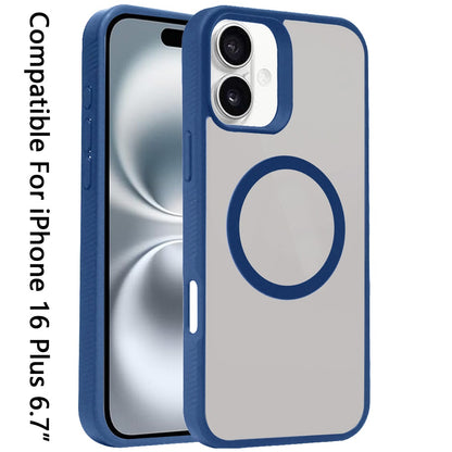 For Apple iPhone 16 Plus (6.7") Magnetic Case Hybrid Compatible with MagSafe TPU Slim Fit Shockproof Matte Hard Back Protective Case Cover