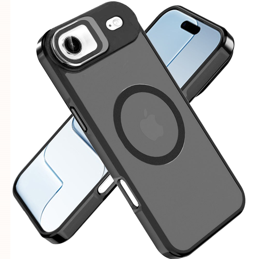 For Apple iPhone 17 Pro (6.3") Tough HQ Hybrid Case with Aluminum Frame Camera Stand, Compatible with MagSafe, Translucent Matte Shockproof Case Cover Black