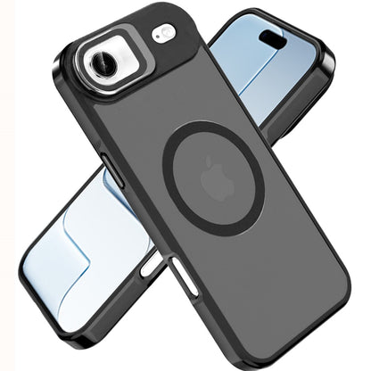 For Apple iPhone 17 Pro (6.3") Tough HQ Hybrid Case with Aluminum Frame Camera Stand, Compatible with MagSafe, Translucent Matte Shockproof Case Cover Black