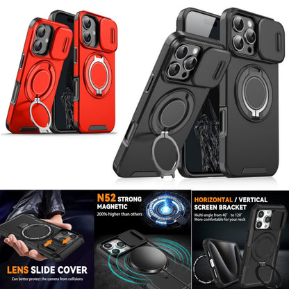 For Samsung Galaxy A37 5G Hybrid Case with 360° Magnetic Ring Stand, Camera Slide Protector & Compatible with MagSafe Case Cover