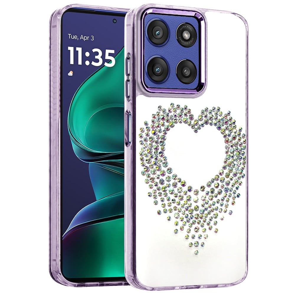 For Motorola Moto G Stylus 5G 2026 /2025 Angel Hearts Bling Glitter Diamond Hybrid TPU Cover, Colorful Frame Shockproof Protective Back Case Cover