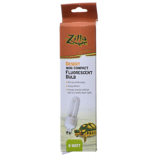 Zilla Desert Mini Compact Fluorescent UVA/UVB Bulb [Lighting Fluorescent for Reptile] 1 Bulb - (6 Watt)