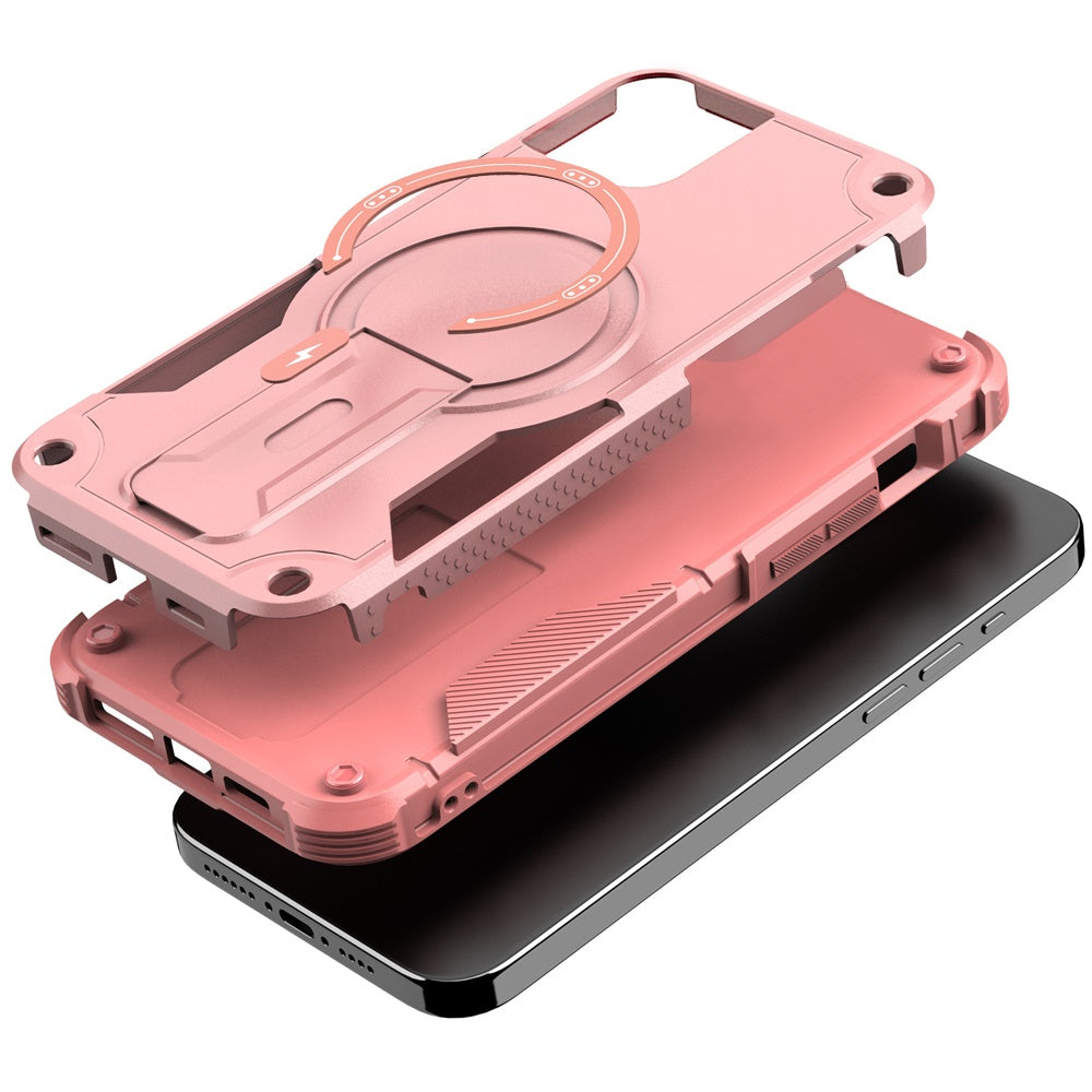 For Apple iPhone 14 (6.1") Case with Invisible Kickstand Compatible with MagSafe, Military-Grade Protection Shockproof Heavy Duty Case Cover Pink