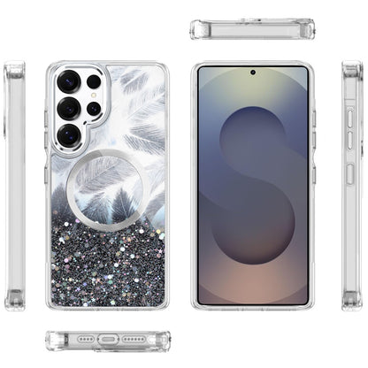 For Samsung Galaxy S25 Ultra Epoxy Glitter Shimmer Fashion Case with Magnetic Magsafe Compatible Hybrid Sparkling Slim Protective Case Cover Light Pink
