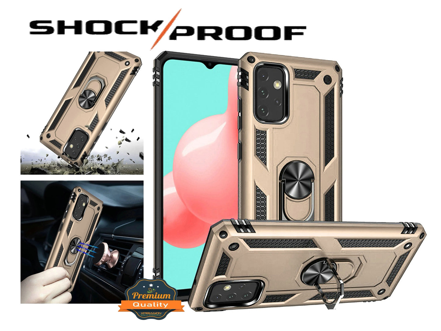 For Samsung Galaxy A36 Hybrid Shockproof Durable 360 Degree Rotatable Ring Stand Holder Kickstand Fit Magnetic Car Mount Case Cover